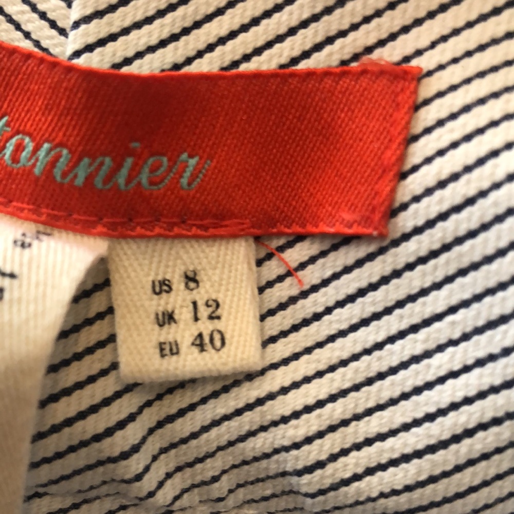 Anthropologie Designer Pants White w/Blue pinstripes EUC - Picture 6 of 7